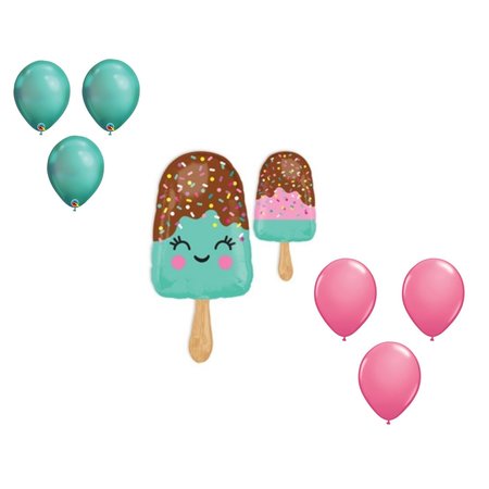 LOONBALLOON 35 Inch Happy Ice Cream Bar Balloon Medium Shape Set 6x latex 96934